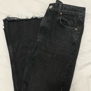 Zara full length hi rise straight leg jeans, faded black color